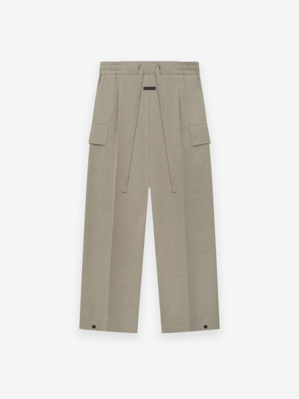 Nylon Wool Wide Leg Cargo Pant