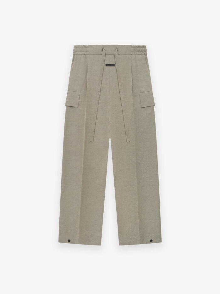 Nylon Wool Wide Leg Cargo Pant